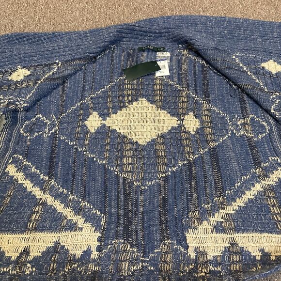 Polo Ralph Lauren Aztec Wool Linen blend Fringe Shrug Cardigan Sweater PL- NWT - Picture 7 of 9